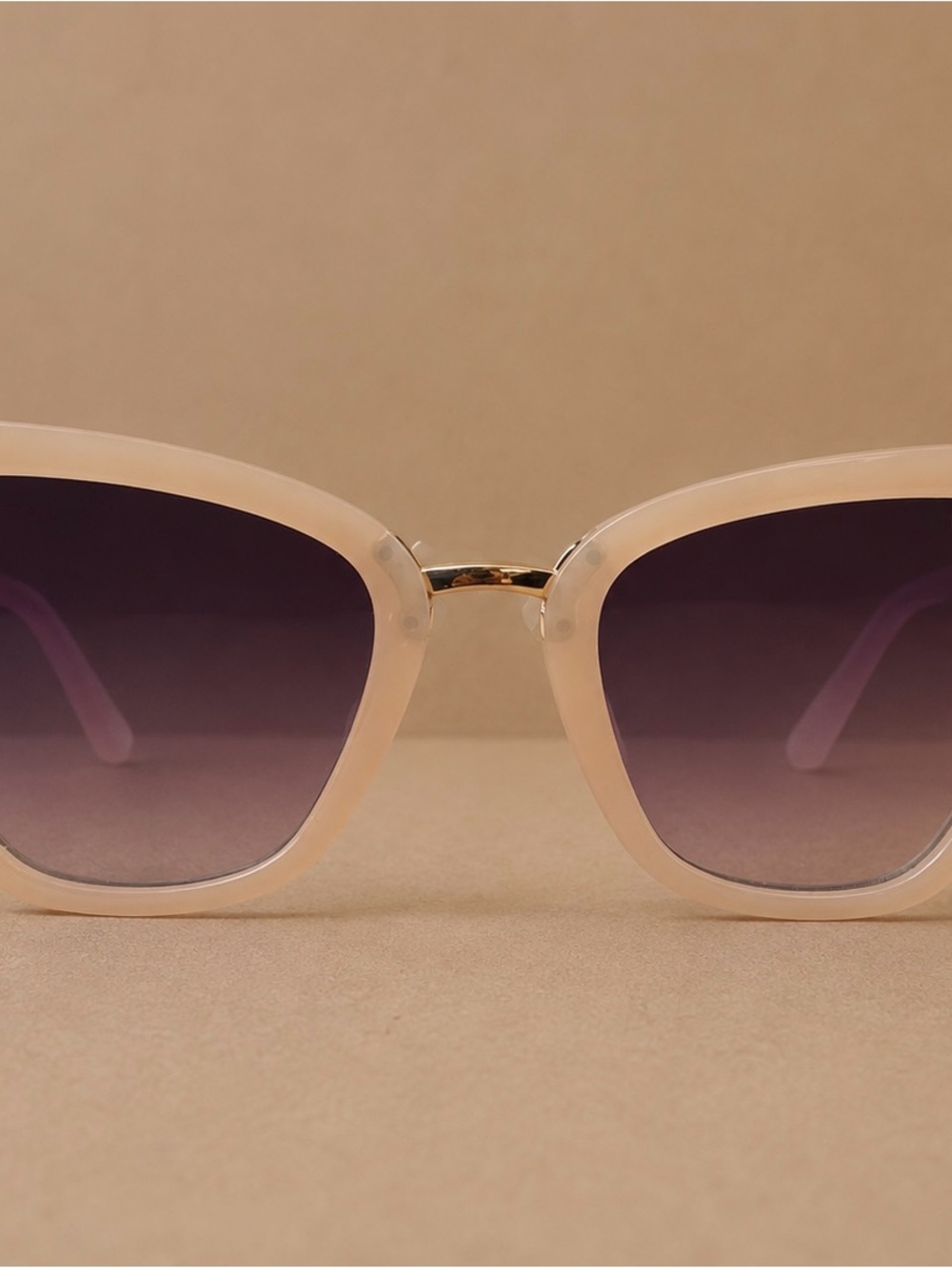 Quay Australia Cream Frame Sunglasses with Purple Gradient Lenses